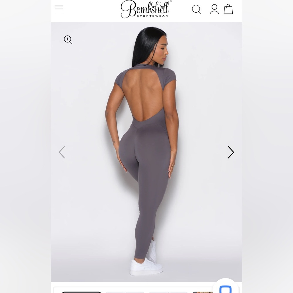 Bombshell sportswear charcoal grey jumpsuit short sleeve backless XS